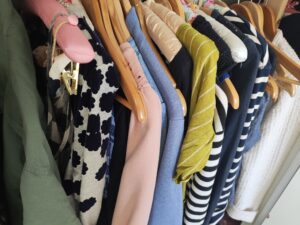 a rack of women's clothes